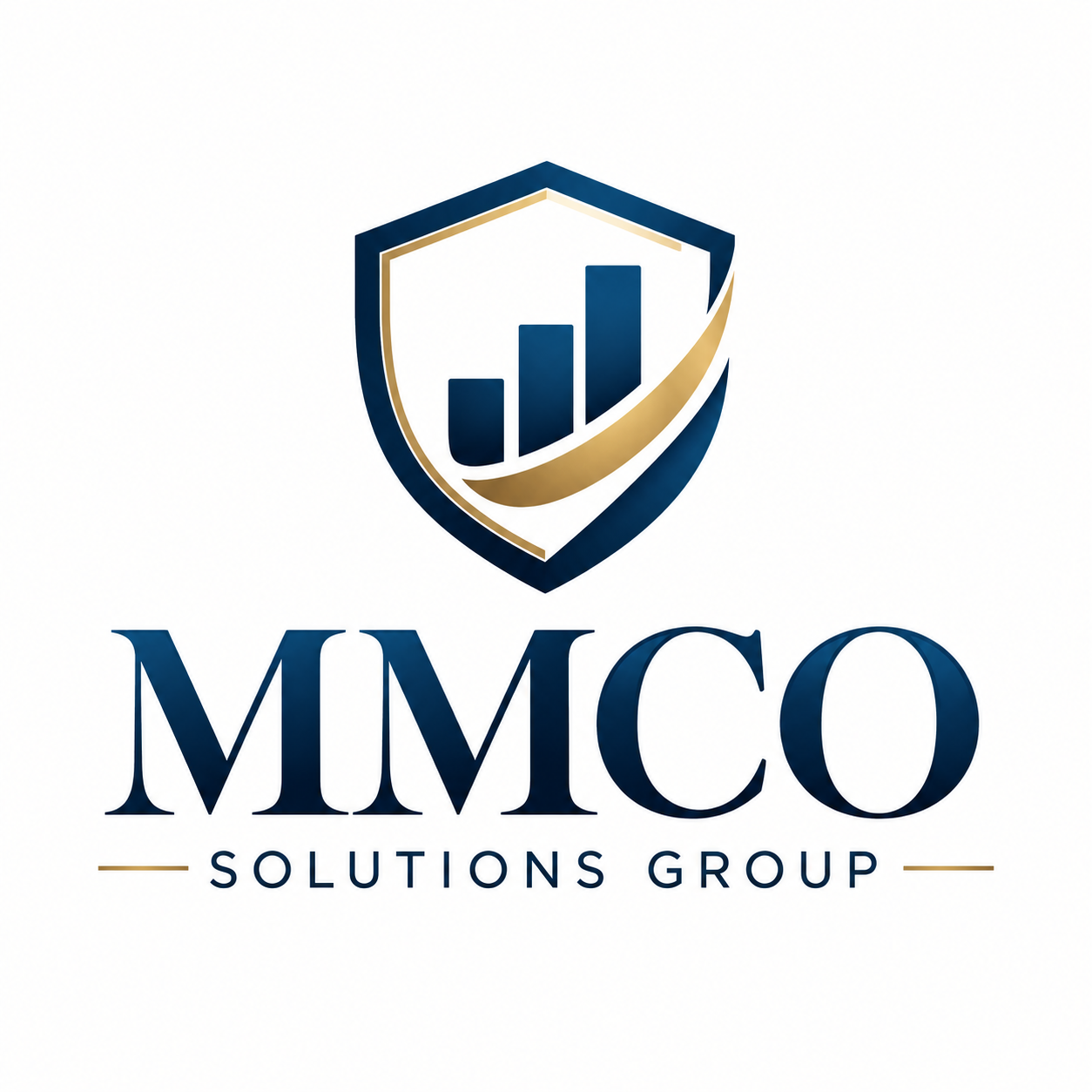 MMCO Solutions Group shield and rising bars logo